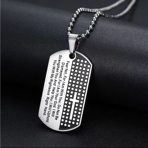 Stainless Steel Letter Cross Pattern Pendant Necklace